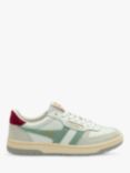 Gola Hawk Leather Low Top Trainers, Green Mist/Cerise