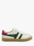 Gola Medallist Leather Trainers, Evergreen/Fuchsia