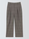 John Lewis Check Wide Leg Wool Blend Trousers, Brown/Multi