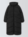 John Lewis Funnel Neck Long Puffer Coat, Black