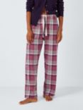 John Lewis Plaid Check Pyjama Bottoms, Burgundy/Pink