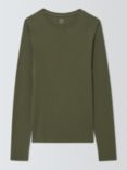 John Lewis Organic Cotton Long Sleeve Crew Neck T-Shirt, Khaki