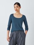 John Lewis Scoop Neck Cotton Top, Teal