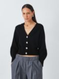 John Lewis Soft Cotton Blend V-Neck Cardigan, Black