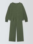 John Lewis Brushed Back Jersey Pyjama Set, Khaki Marl