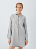 John Lewis Super Brushed Cotton Herringbone Nightshirt, Grey/Ivory