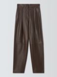 John Lewis Straight Cut Leather Trousers, Chocolate