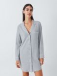 John Lewis Revere Collar Cotton Nightshirt, Grey Marl