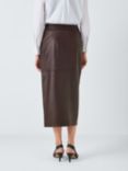 John Lewis Leather Pencil Skirt, Chocolate