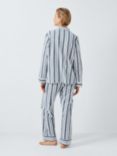 John Lewis Pinstripe Yarn Dye Linen Blend Pyjama Set, Ivory/Navy