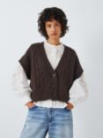 AND/OR June Alpaca Blend Cable Knit Vest, Chocolate