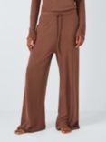 John Lewis Ribbed Cotton Modal Blend Wide Leg Pyjama Bottoms, Toffee