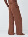 John Lewis Ribbed Cotton Modal Blend Wide Leg Pyjama Bottoms, Toffee