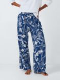 John Lewis Botanical Leopard Cotton Modal Blend Pyjama Bottoms, Navy Peony/Ivory