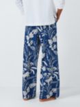 John Lewis Botanical Leopard Cotton Modal Blend Pyjama Bottoms, Navy Peony/Ivory