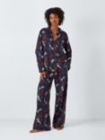 John Lewis Hummingbird Cotton Modal Blend Pyjama Set, Navy/Toffee