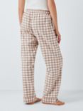 John Lewis Brushed Cotton Gingham Long Pyjama Bottoms, Ivory/Toffee