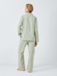 John Lewis Gingham Brushed Cotton Pyjama Set, Sage/Ivory