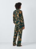 John Lewis Linear Floral Brushed Cotton Pyjama Set, Evergreen/Ochre