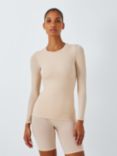 John Lewis Smooth Shaping Long Sleeve Top, Almond