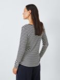 John Lewis Nautical Stripe V-Neck Jersey Top, Black/Multi