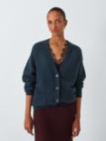 John Lewis Soft Cotton Blend Longline Cardigan, Deep Sapphire Navy