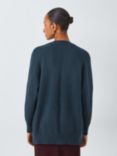 John Lewis Soft Cotton Blend Longline Cardigan, Deep Sapphire Navy