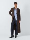 John Lewis Double Breasted Wool Blend Check Coat, Black/Multi