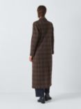 John Lewis Double Breasted Wool Blend Check Coat, Black/Multi