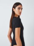 John Lewis Smooth Shaping Short Sleeve Bodysuit, Black