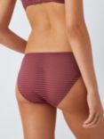 John Lewis Rosie Stripe Bikini Knickers, Earth Red