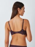 John Lewis Daisy Memory Foam Lace Balcony Bra, Plum