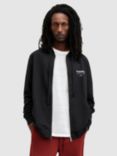 AllSaints Underground Organic Cotton Zip Through Hoodie, Jet Black