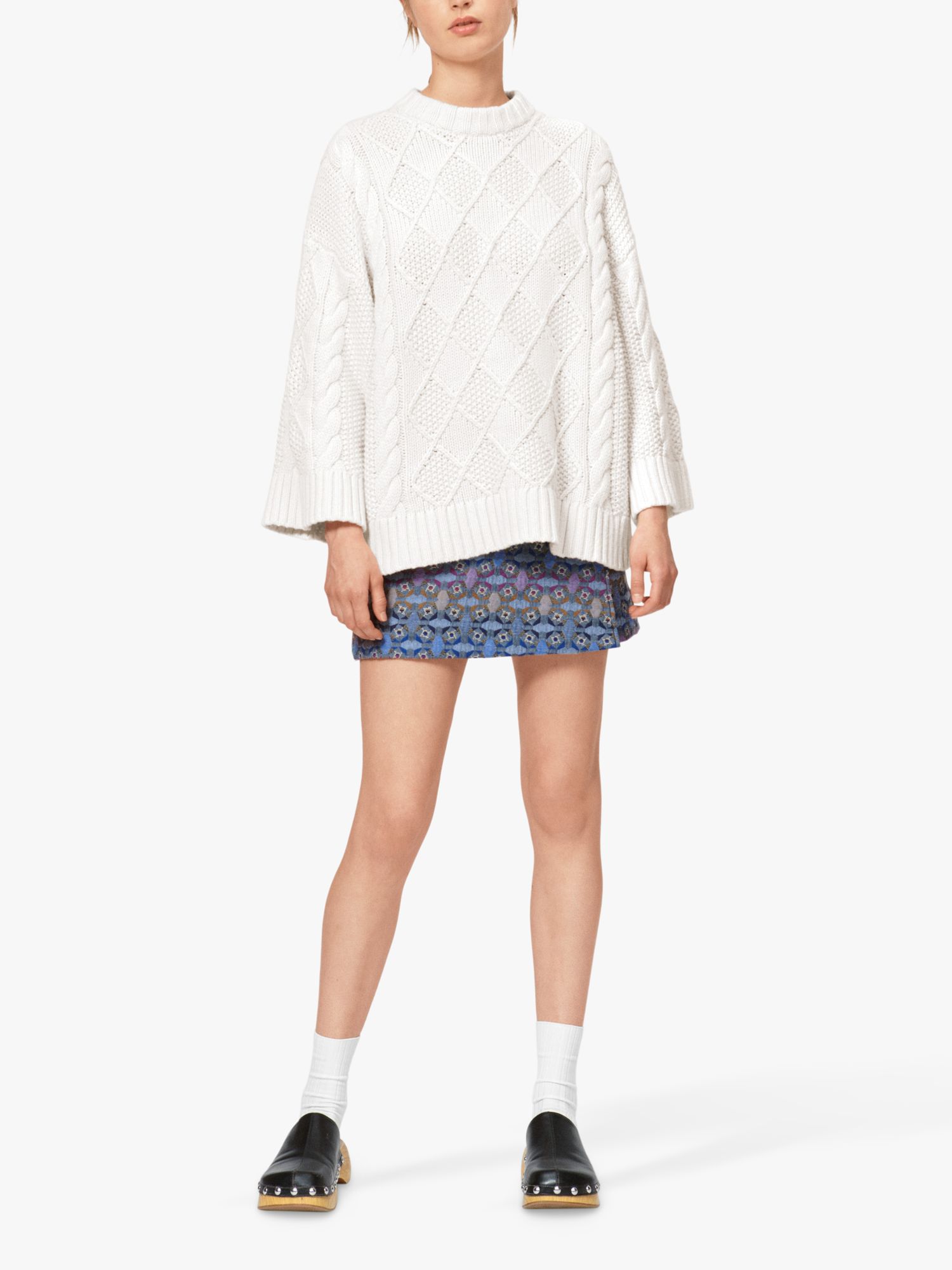 Buy nué notes Charlie Oversized Wool Blend Cable Knit Jumper, Egret Online at johnlewis.com