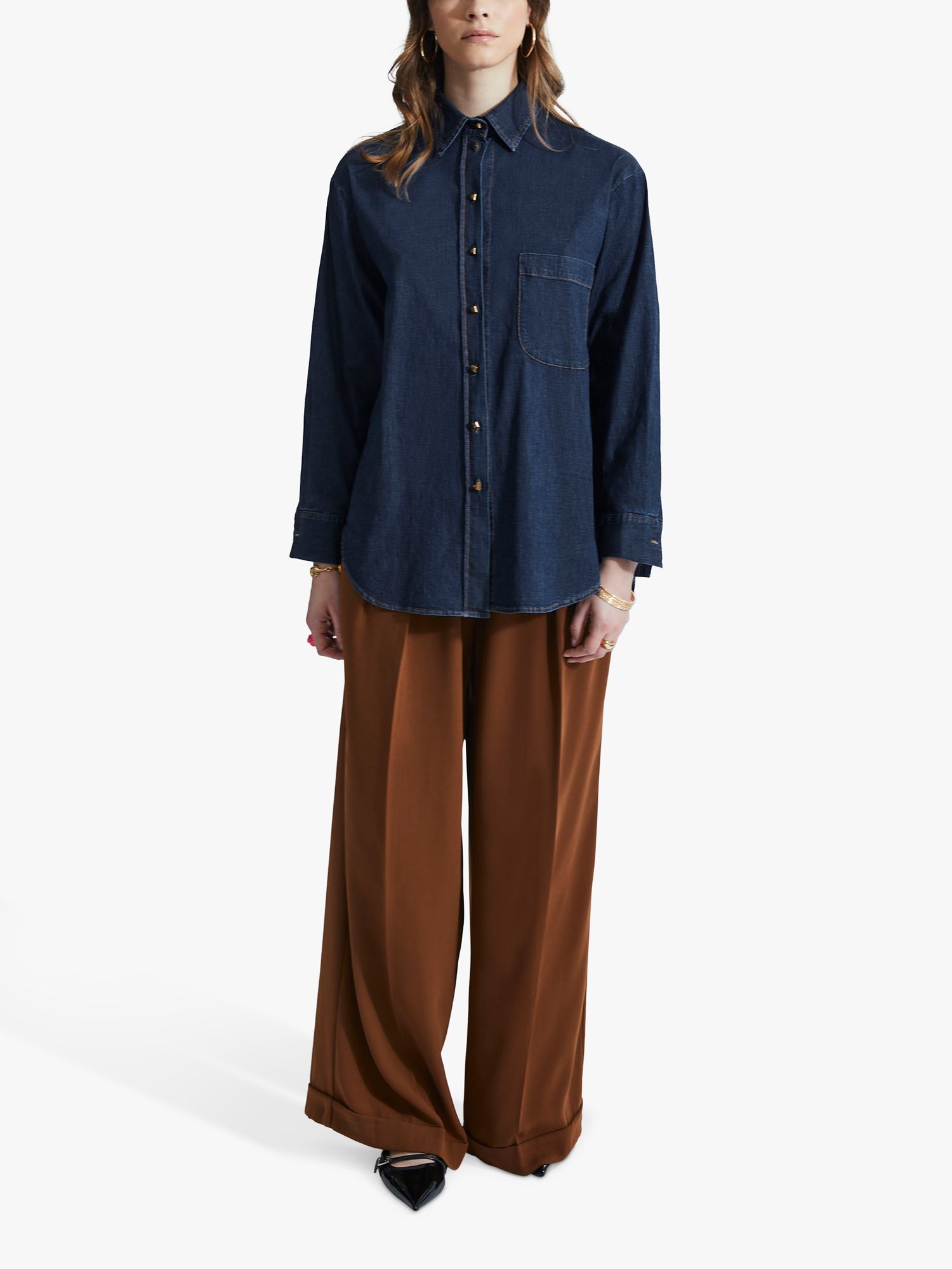 Buy James Lakeland Relaxed Fit Long Denim Shirt, Dark Denim Online at johnlewis.com