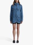 James Lakeland Hooded Longline Denim Jacket, Blue