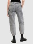 AllSaints Mila High Rise Relaxed Cuffed Jeans, Washed Grey