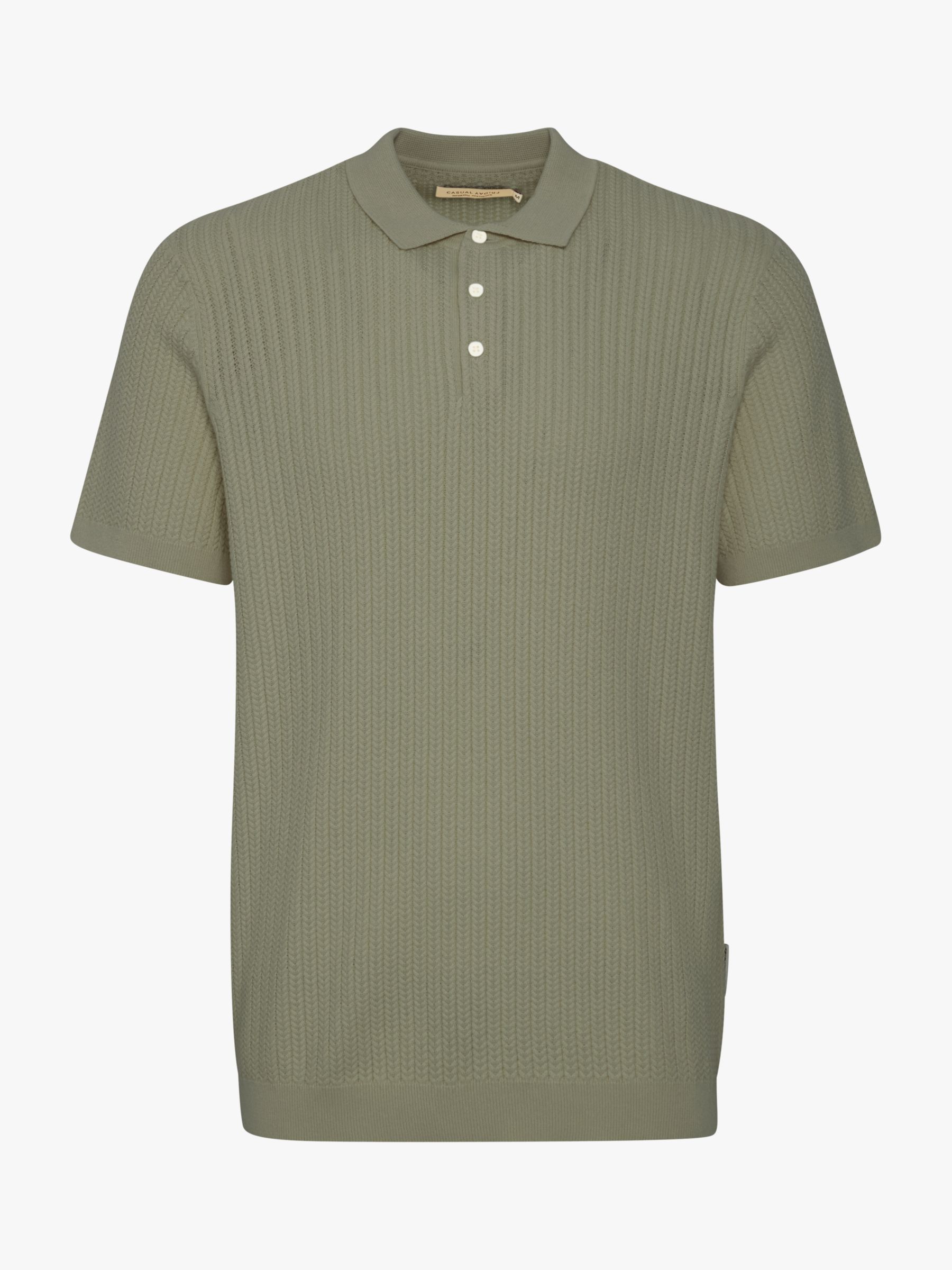 Casual Friday Karl Short Sleeve Knitted Polo Shirt, Agave Green, S