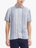 Casual Friday Anton Short Sleeve Stripe Linen Shirt, Navy/White
