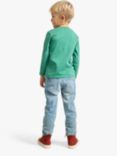 Lindex Kids' Cotton Frog Print Long Sleeve Top, Dark Dusty Green