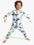 Lindex Kids' Cotton Dinosaur Print Pyjama Set, White