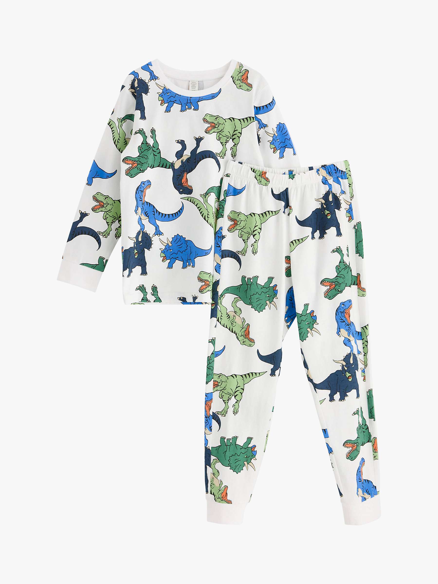 Buy Lindex Kids' Cotton Dinosaur Print Pyjama Set, White Online at johnlewis.com