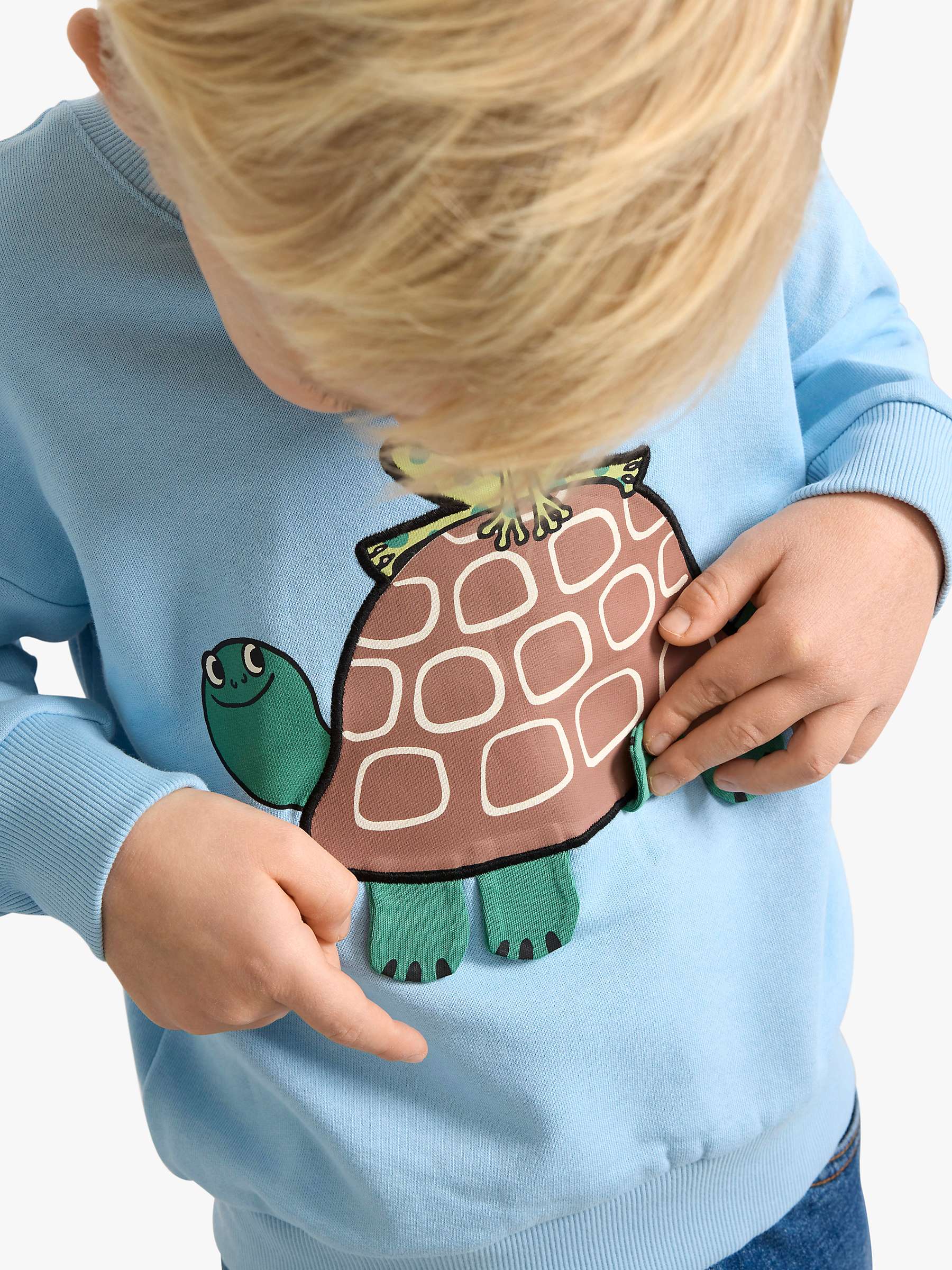 Buy Lindex Kids' Organic Cotton Turtle Print Jumper, Light Blue Online at johnlewis.com
