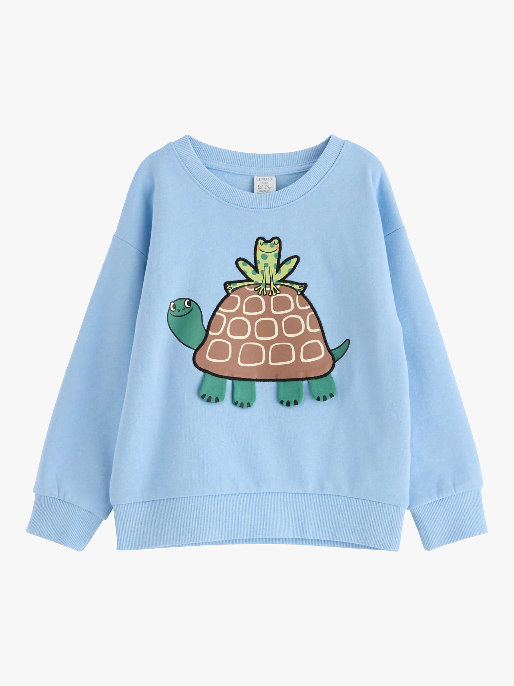 Buy Lindex Kids' Organic Cotton Turtle Print Jumper, Light Blue Online at johnlewis.com