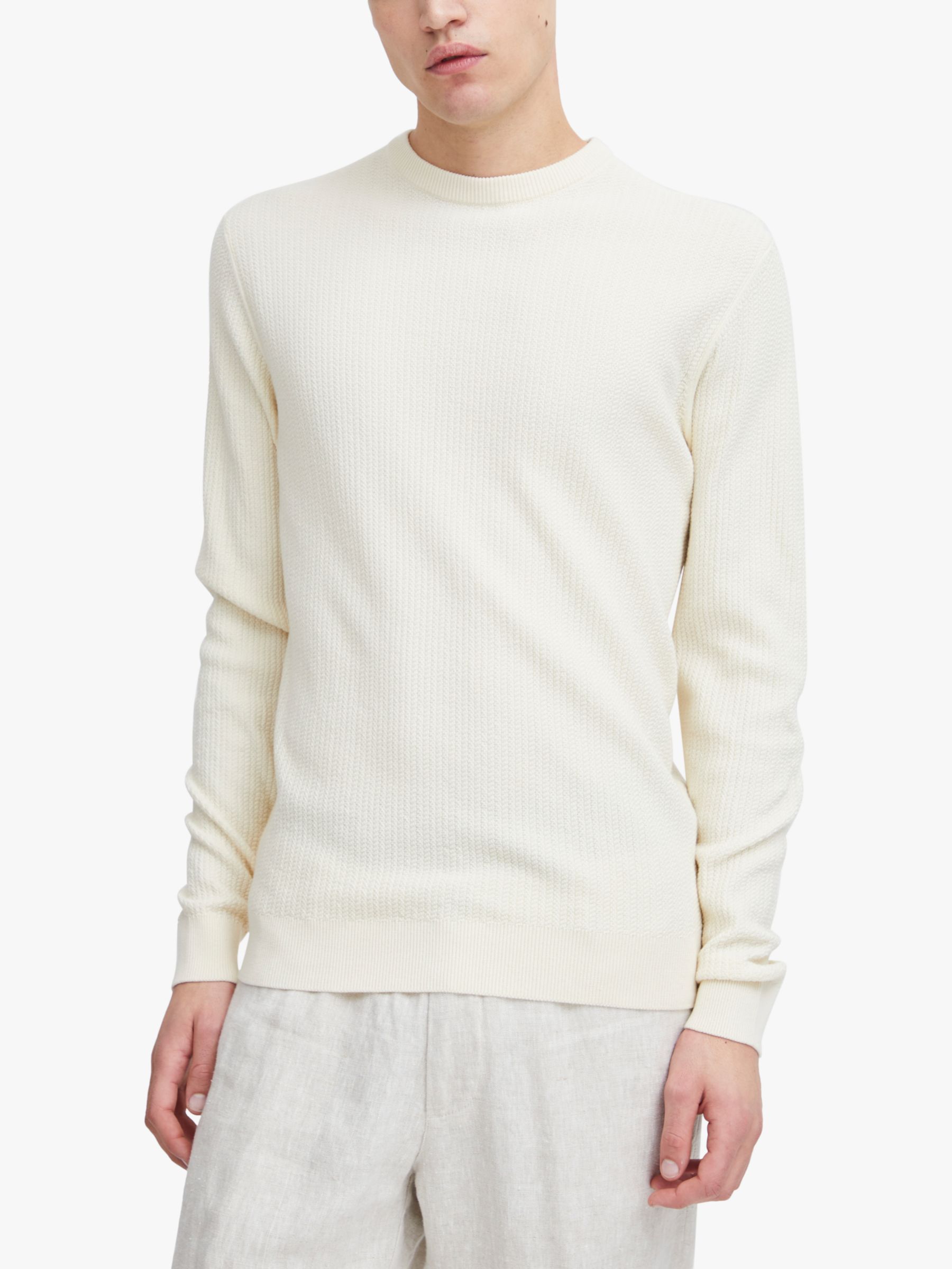 Casual Friday Karl Long Sleeve Crew Neck Knit Jumper, White Asparagus, S