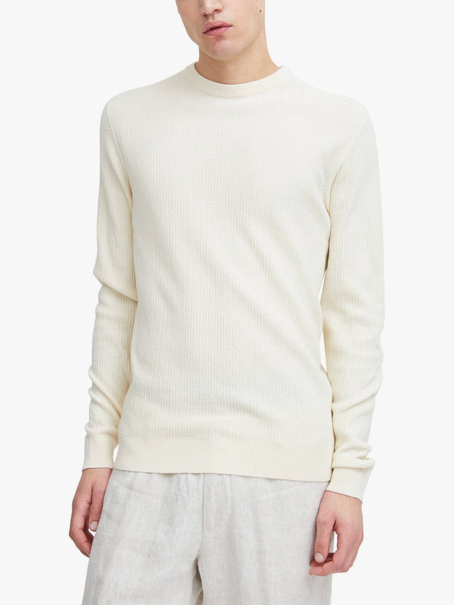 Casual Friday Karl Long Sleeve Crew Neck Knit Jumper, White Asparagus