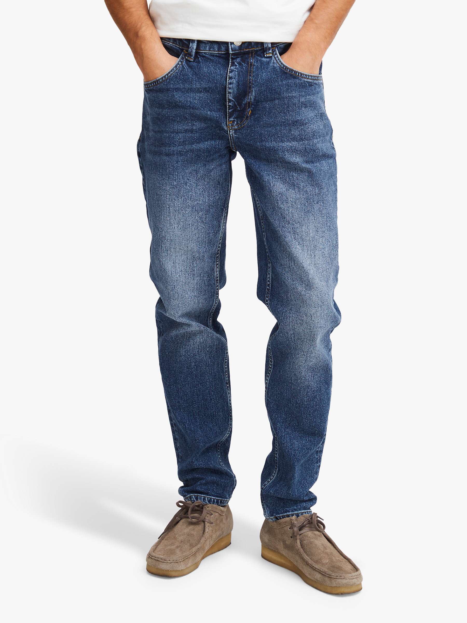 Buy Casual Friday Karup Regular Fit Stretch Jeans, Denim Mid Blue Online at johnlewis.com