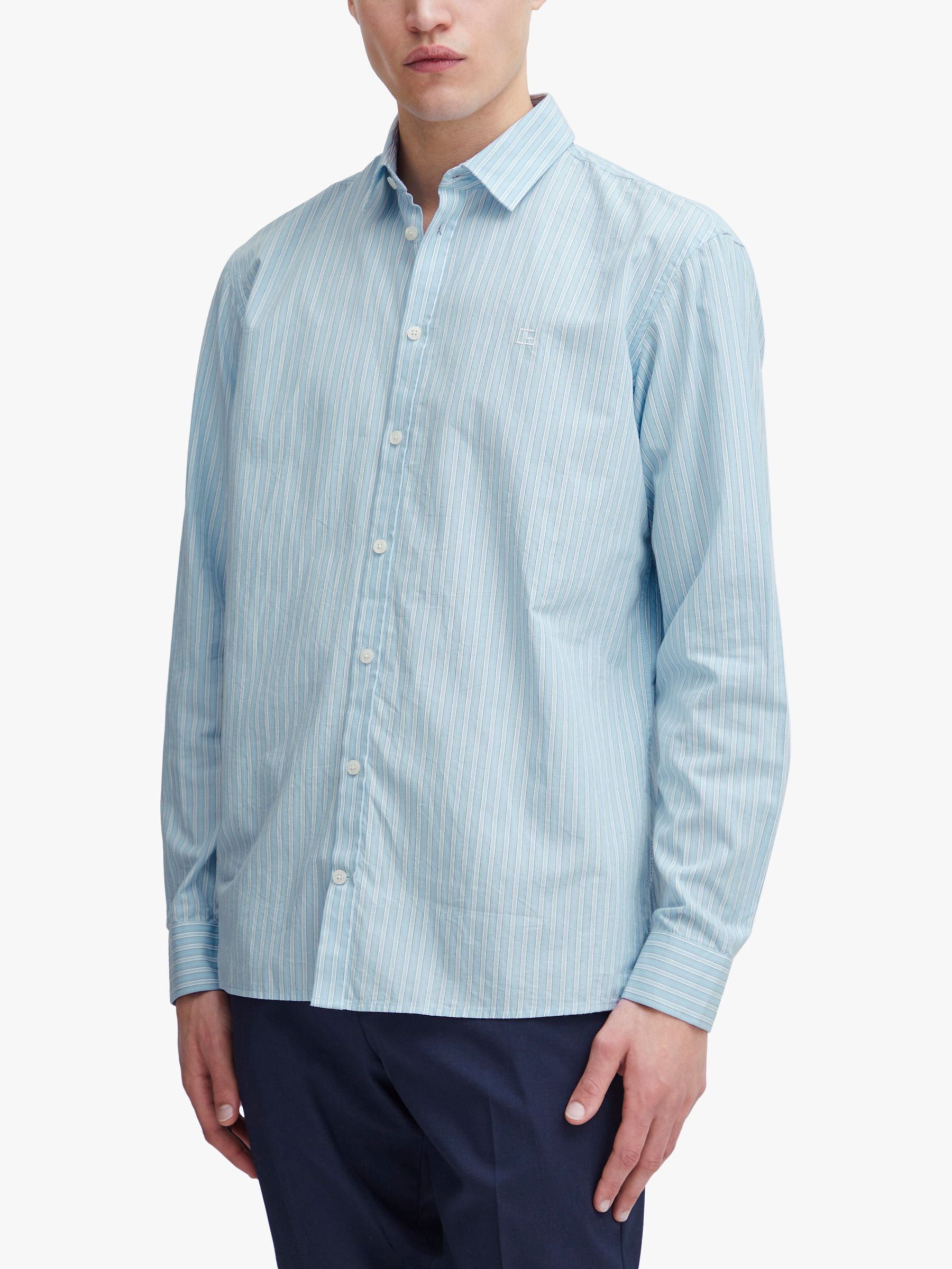 Casual Friday Alvin Long Sleeve Striped Shirt, Chambray Blue, S