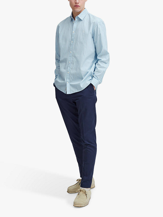 Casual Friday Alvin Long Sleeve Striped Shirt, Chambray Blue