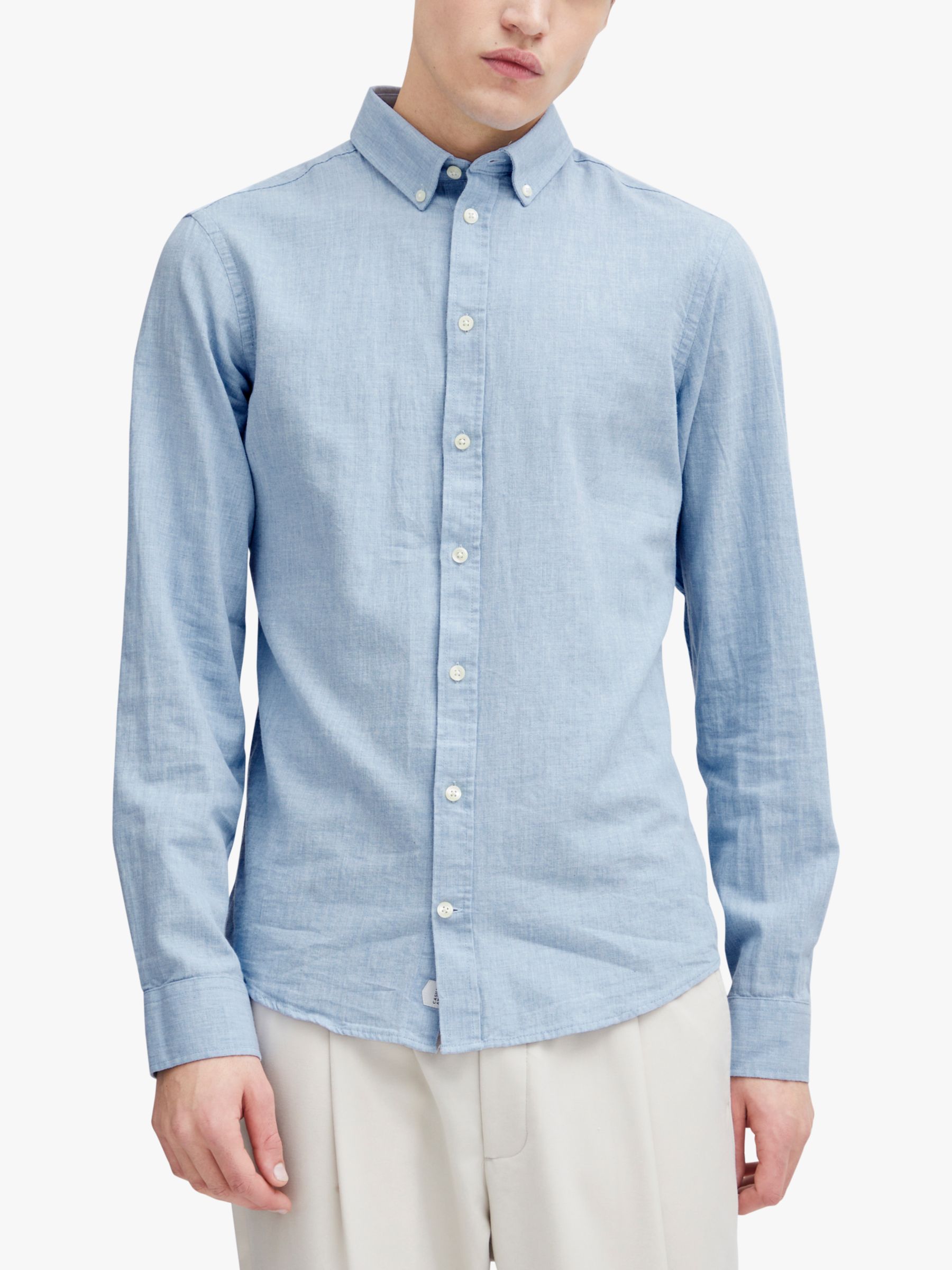 Casual Friday Anton Fil a Fil Long Sleeve Shirt, Chambray Blue, S